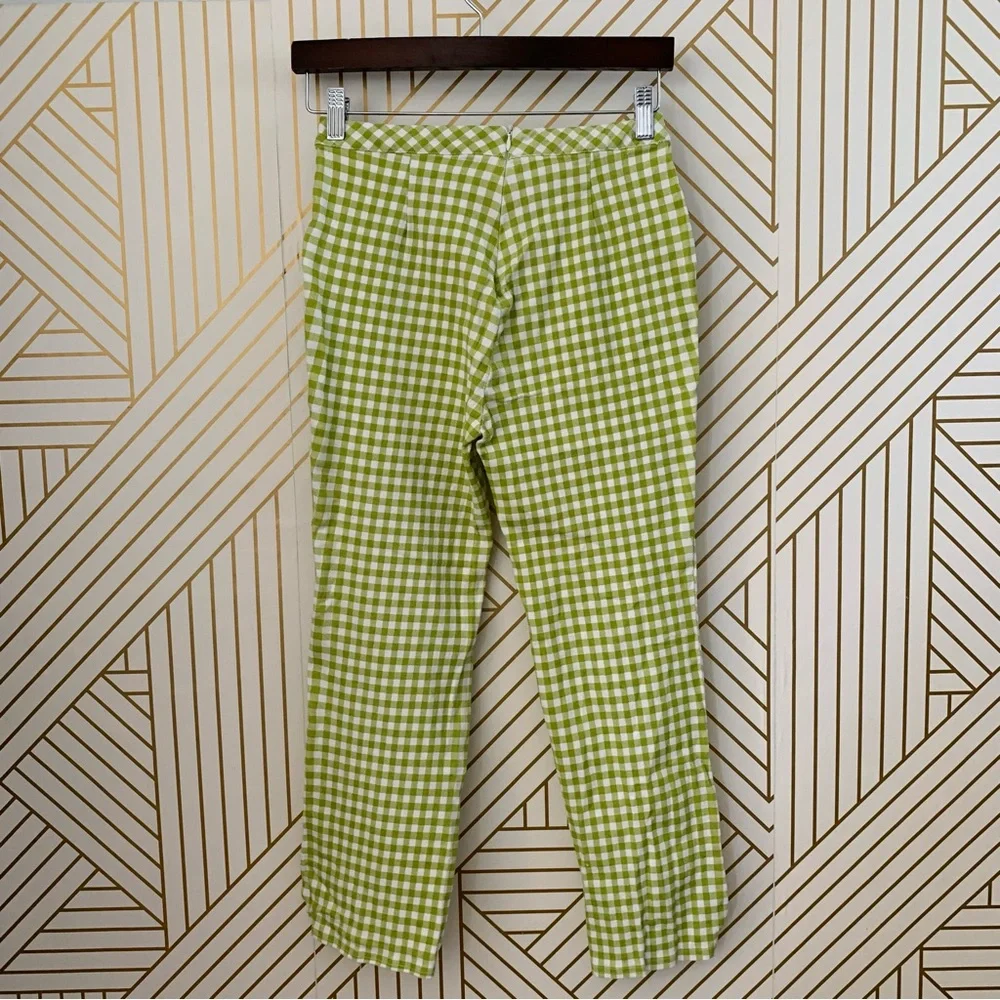 Lane 201 Cotton Lime Green & White Gingham Checkered Vintage Inspired Pants M